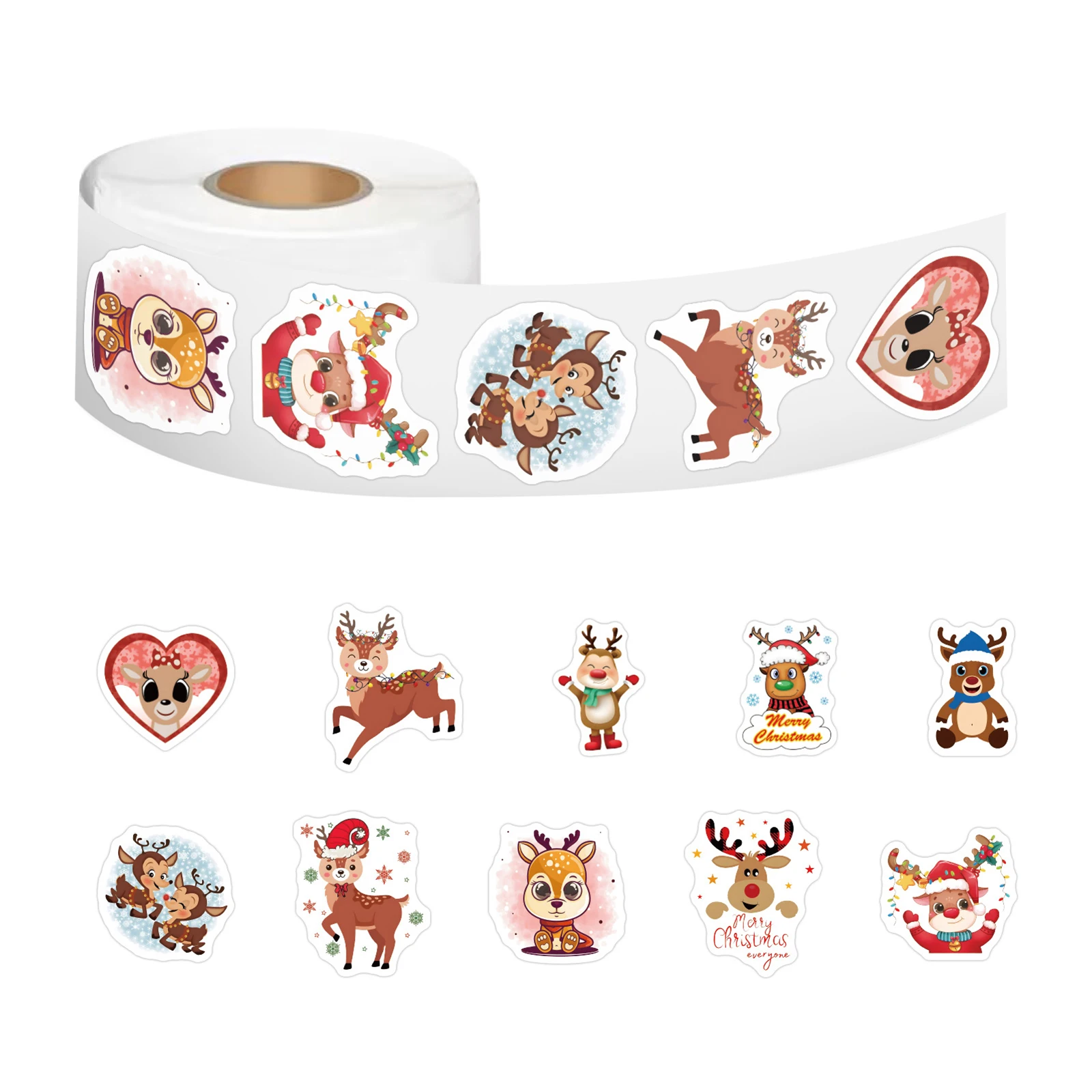 100-500pcs Merry Christmas Stickers Reindeer Christmas Tag For Envelope Sealing Gift Decor Shop Product Packaging Stickers