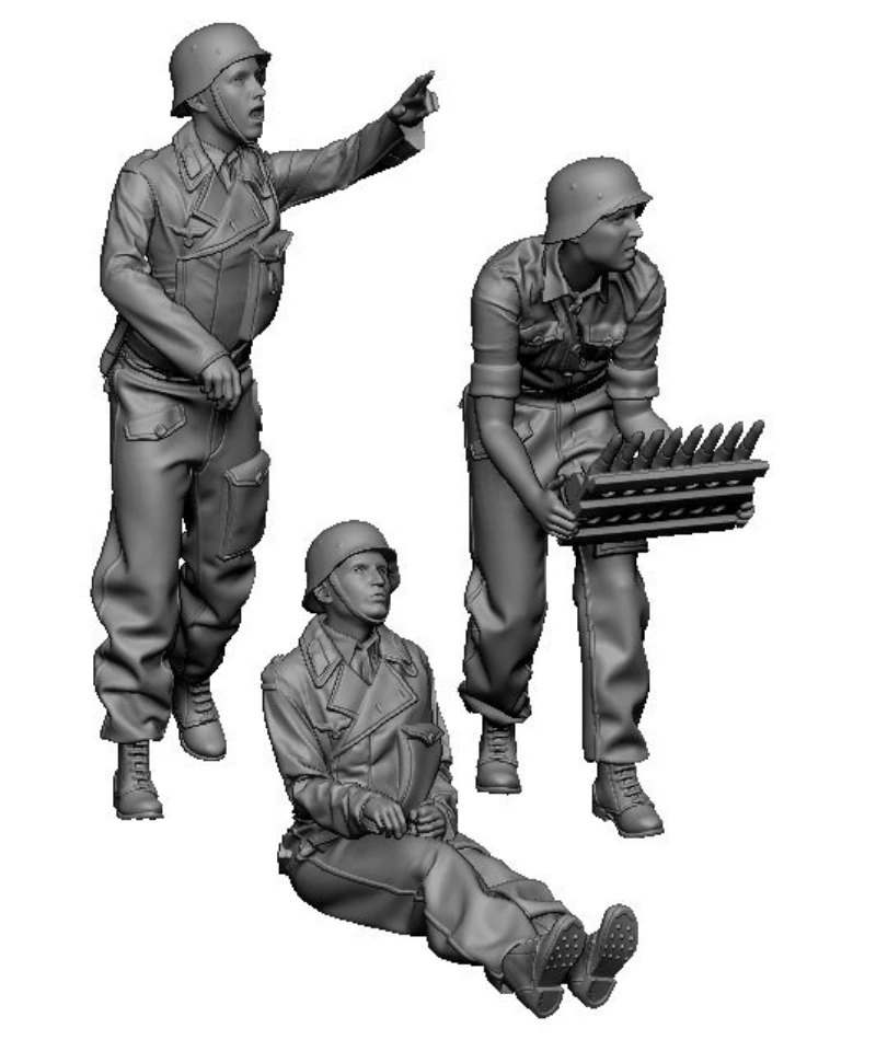 

1/35 Scale Die-Cast Resin Figure Model Kit WWII German 3.7cm Mobelwagen Crew 3 Figures Unassembled and Unpainted