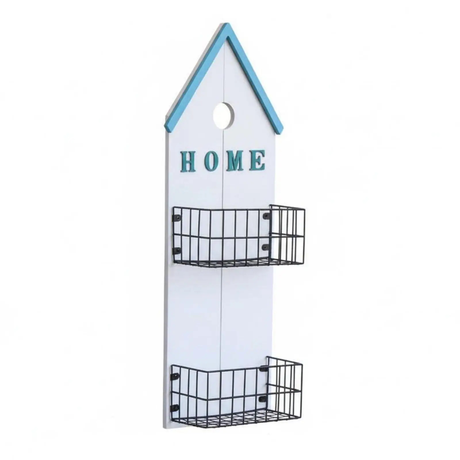 Rustic Wall Hanger with Double Basket Storage for Bathroom Bedroom and Shop Wall Organization