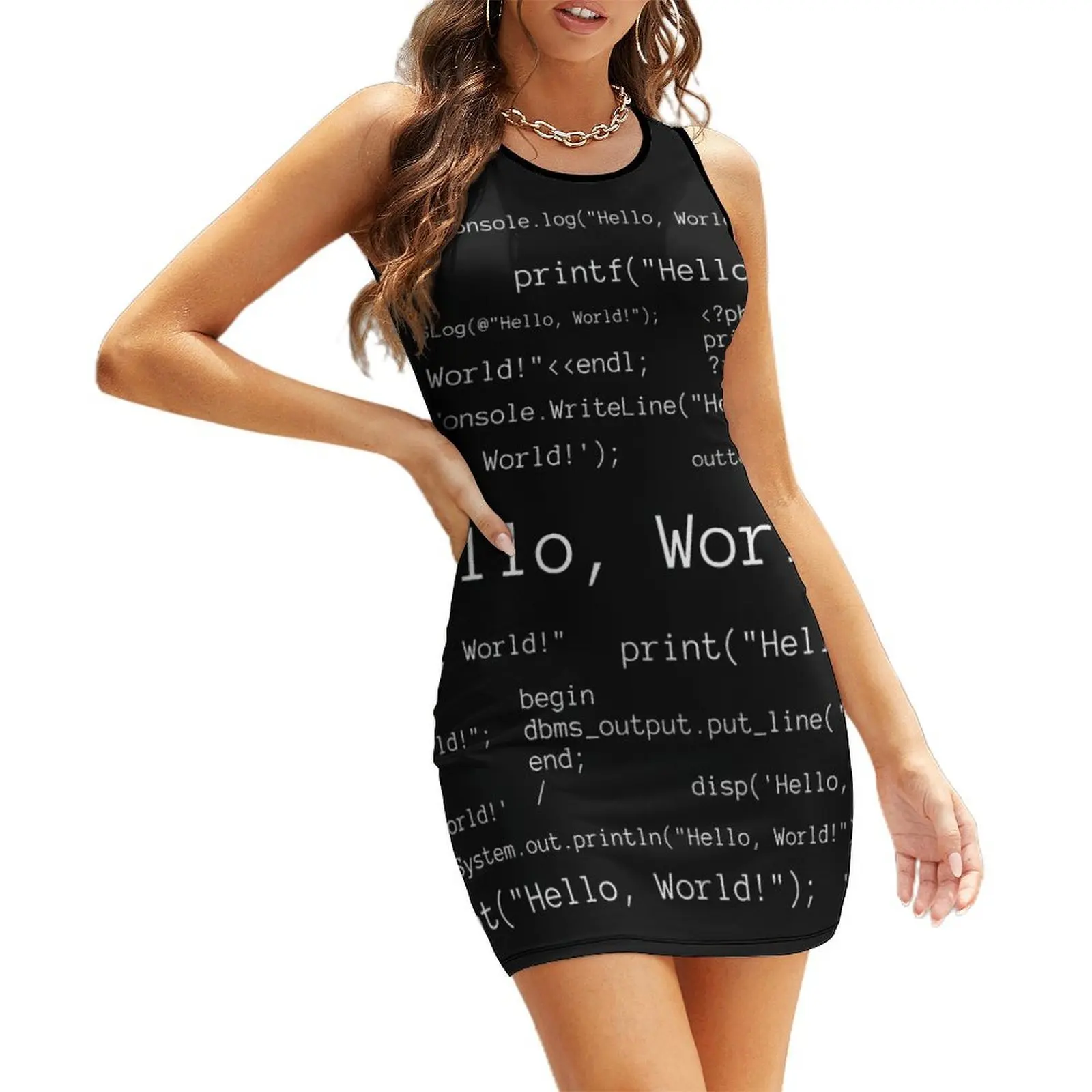 

Hello, World! White Letter Sleeveless Sundress womens clothing dresses for women 2025 Evening dresses Dance dresses