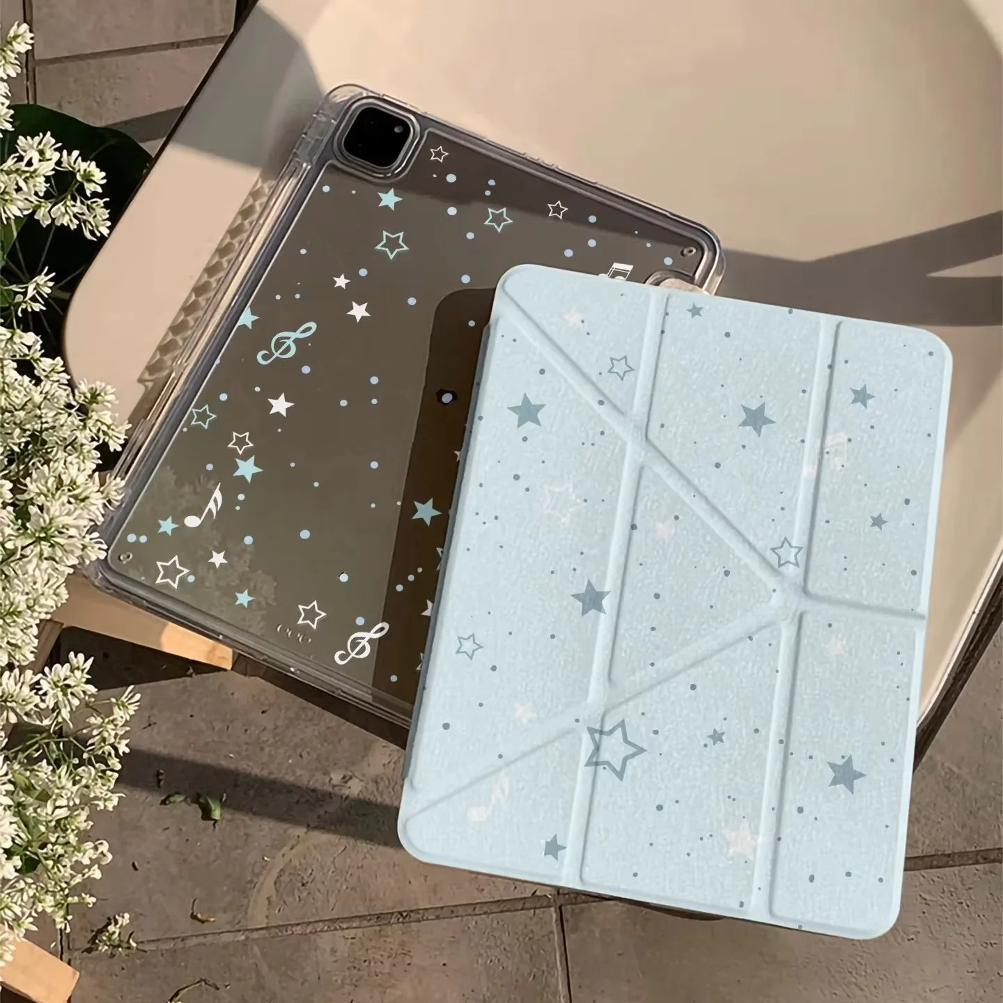 Cute Blue Star Note Tablet Case For iPad Pro 11 12.9 13 A16 M2 M4 M3 M5 Shell 9.7 10.2 5/6/7/8/9/10/11th Mini Air 3 4 5 Cover
