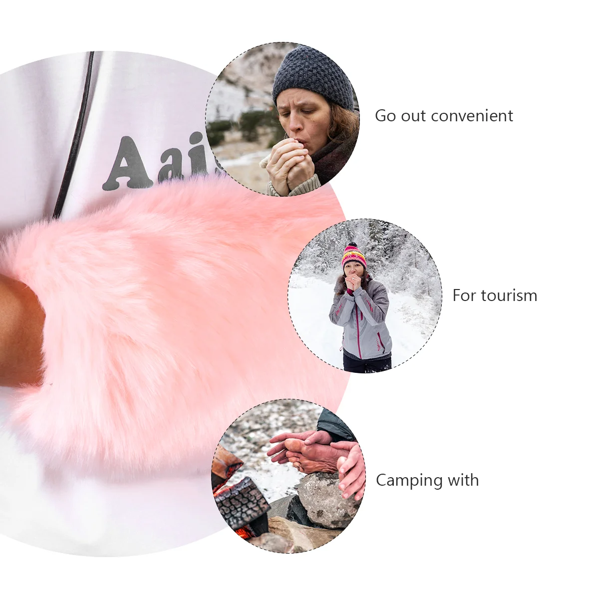 Winter Mittens Imitation Fox Fur Hand Warmer Warmers Faux Muffs Artificial White