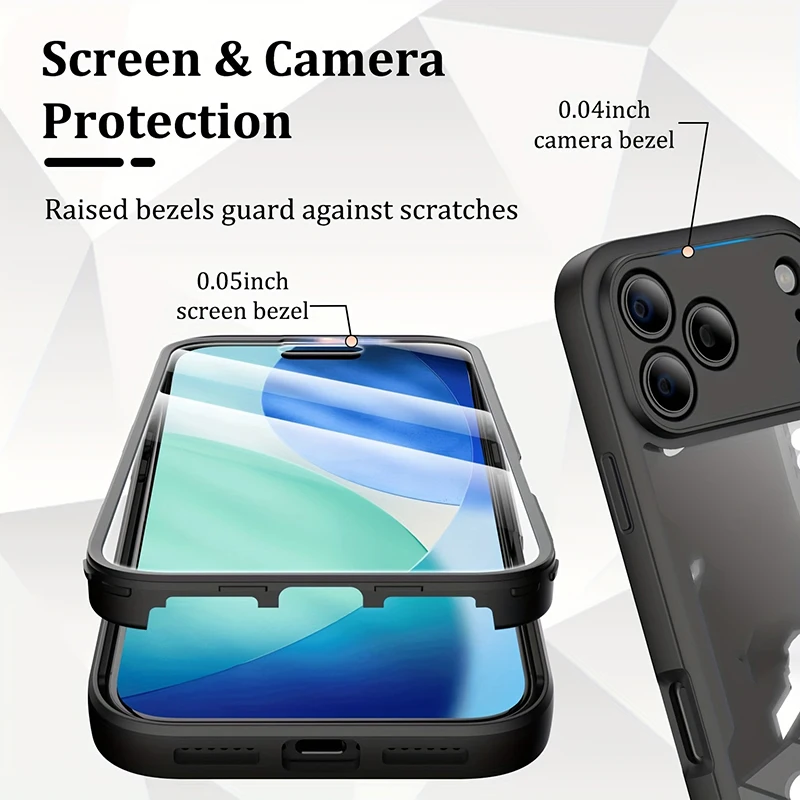360-Ganzkörper-Displayschutz-Telefonhülle für iPhone 17 17 Air 16 15 14 13 12 11 Pro Max XS XR 7 8 Plus SE 2 3 PC Hard Cover – Detail 4