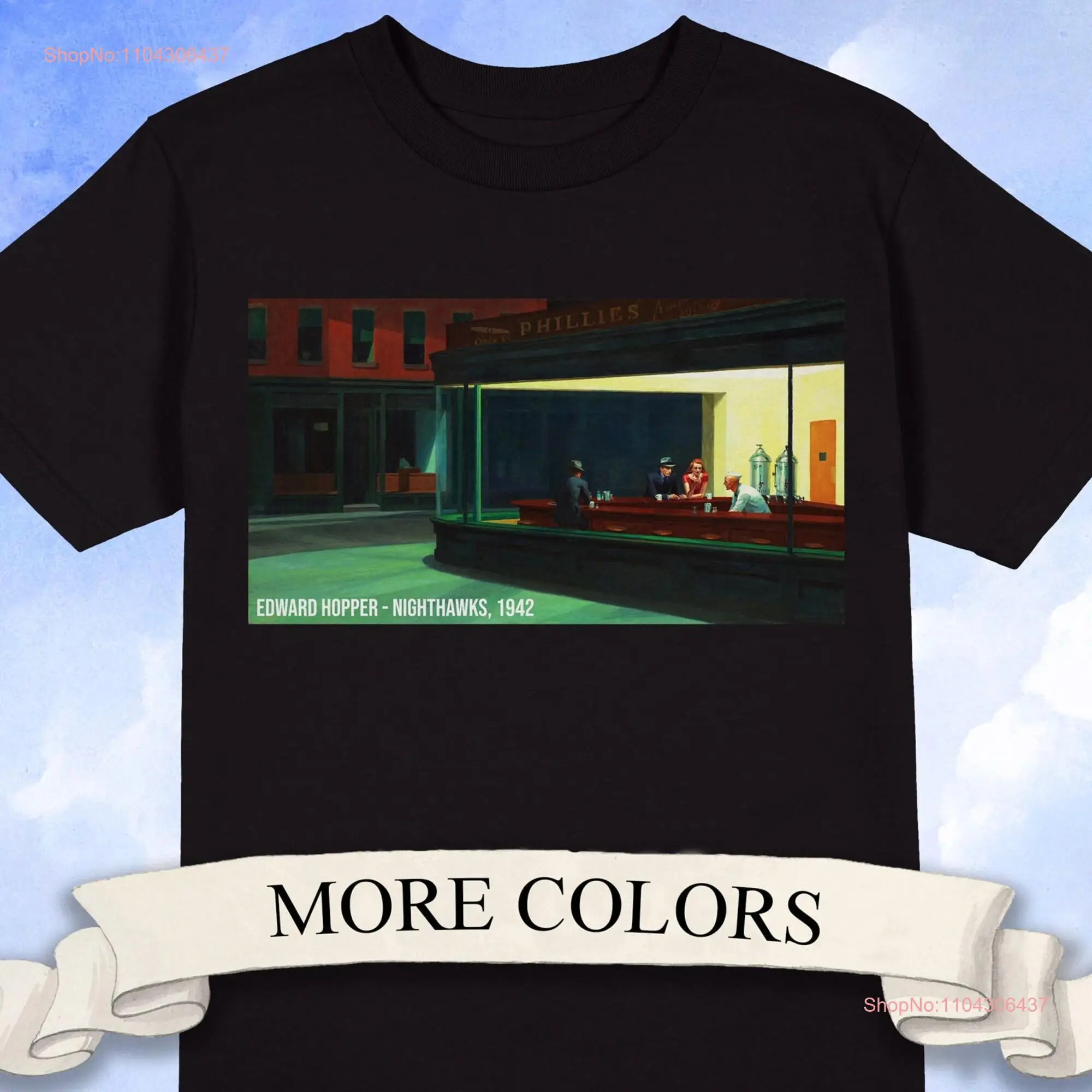 Edward Hopper Nighthawks T Shirt long or short sleeves