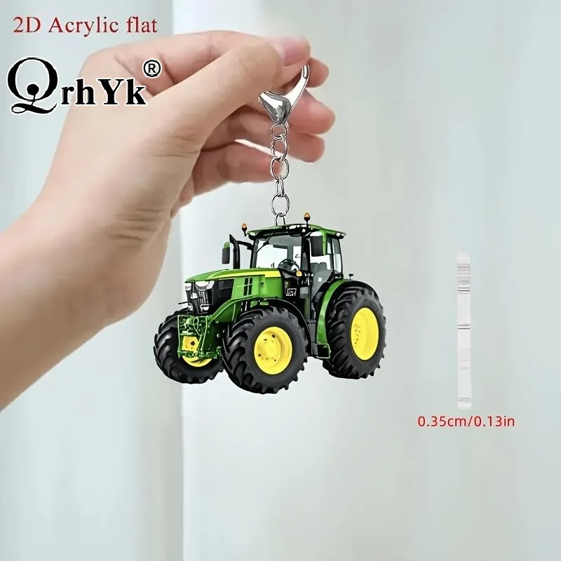 1PCS Tractor Keychain 2D Flat Design Tractors Backpack Pendant Car Key Chains