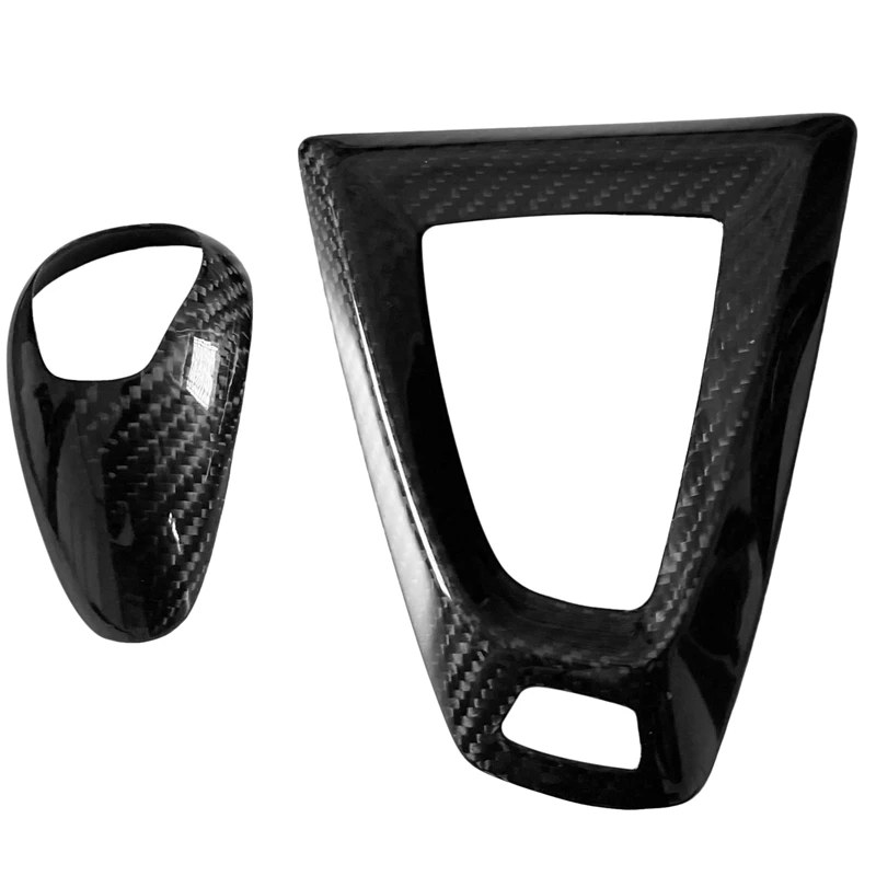 

2Pcs Real Carbon Fiber Gear Shift Knob Handle Cover Panel Trim For-BMW M2 F87 M3 F80 M4 F82 M5 F10 F85 X5M X6M F12