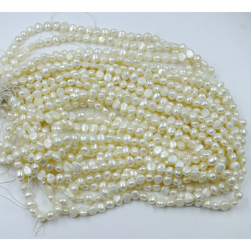 white (15 strands / set) DIY 7-8MM Baroque Freshwater Pearl BEADS 15 