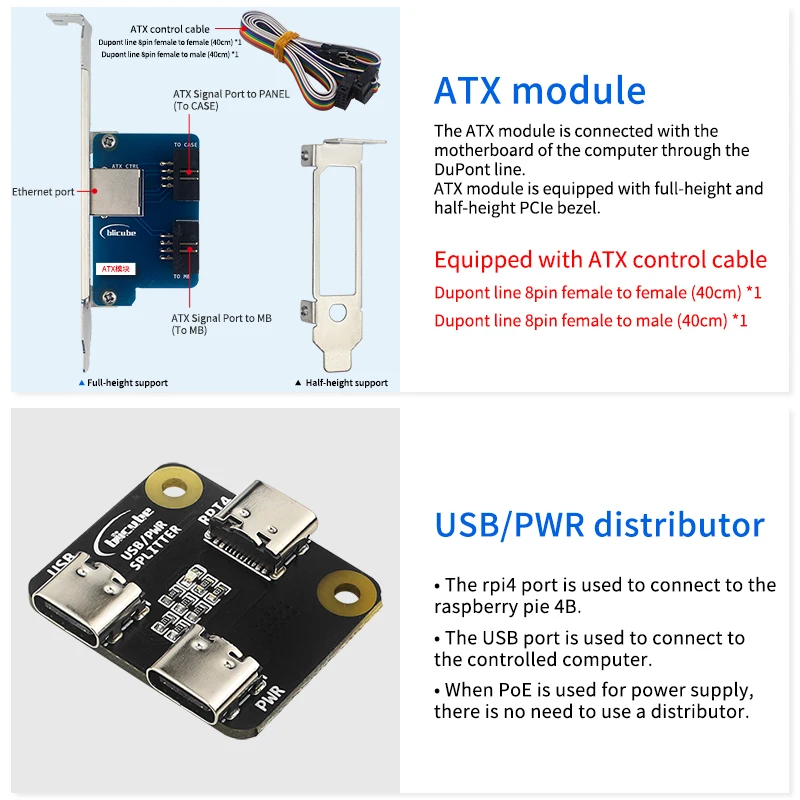 Raspberry Pi BLIKVM Plug-N-Play V3 with Pi 4 2GB Board Debugged KVM System KVM Over IP HDMI-compatible CSI LED Display RTC PoE