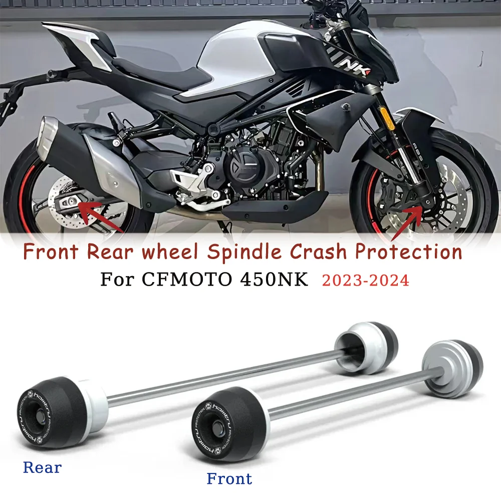 

For CFMOTO 450NK 450 nk 2023 2024 Front and rear spindle crash protection Front and rear wheel bumpers