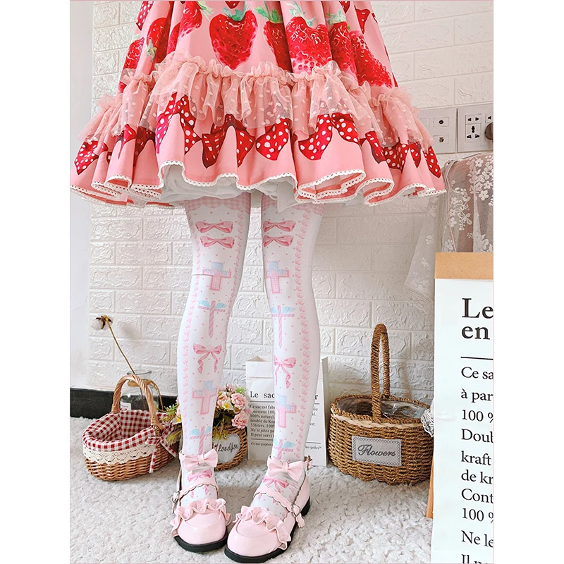 Japanischen nette prinzessin süße lolita strumpfhosen nette druck kawaii mädchen täglichen gothic lolita strumpfhosen kawaii mädchen loli cos Lolita