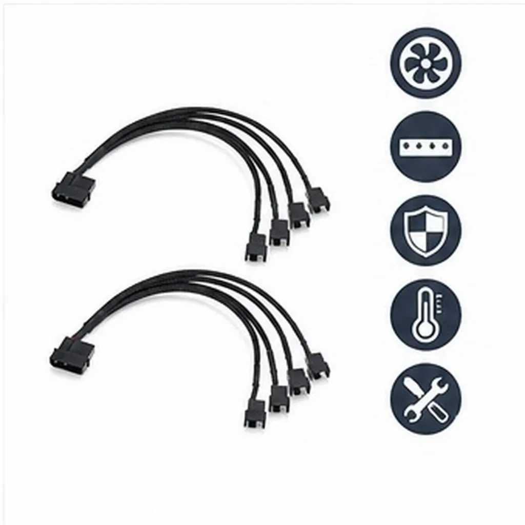 2Pcs Fan 1 to 4 Converter Cable Fan Splitter Extension for Atx Case Cooling System High Conductivity Low Resistance Braided