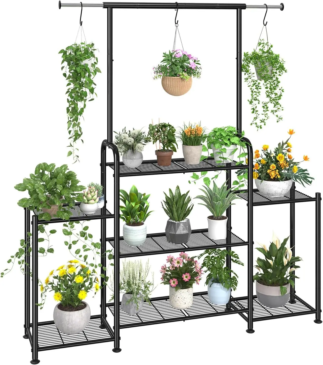 

Plant Stand Indoor Outdoor,Metal 3 Tier Tall Hanging Plant Shelf for Multiple Flower Planter Large Heavy Duty Ladder Plant Holde