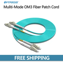 OPTFOCUS 10G OM3 Cabo de remendo de fibra óptica LC UPC Cabo de salto multimodo duplo 1M 2M 5M 10M 30M 100M Cabo de fibra solo duplo