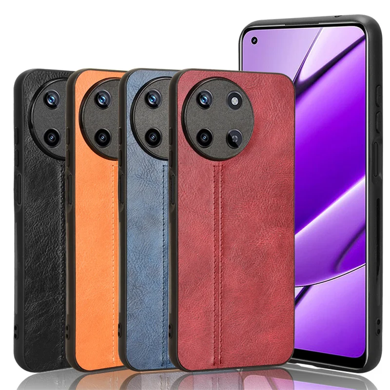 For Realme 11 4G Case Suture Soft Edge PU Leather Hard Phone Cover For OPPO Realme 11 4G Realme11 Case