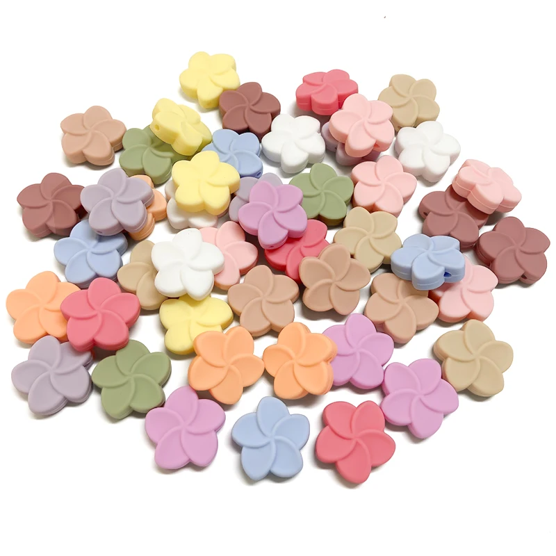 10pcs Flower Silicone Focal Beads DIY Necklaces Plastic Bead String for Keychains Car Decoration Chains Bag Chains