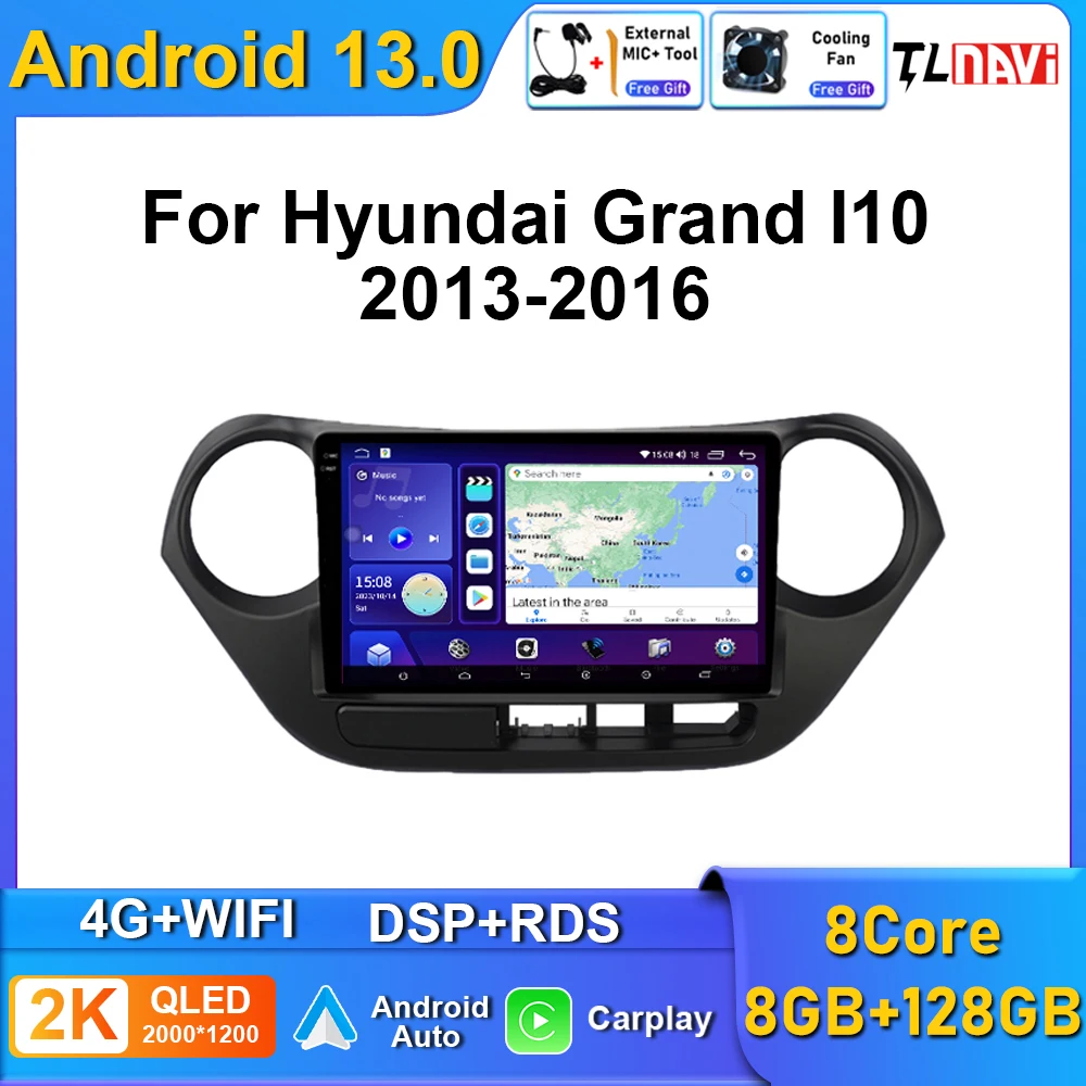

Android Auto GPS автомобильный радиоприемник стерео для 2013 2014 2015 2016 Hyundai Grand i10 Carplay 2din головное устройство мультимедийный плеер система