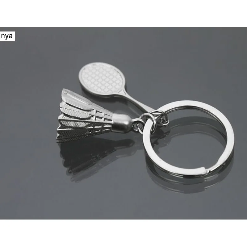 Badminton und Schläger Liebhaber Schlüssel Kette Mode badminton Silber Farbe Auto keychain Schlüssel Ring für männer und frauen geschenk Schmuck 17023