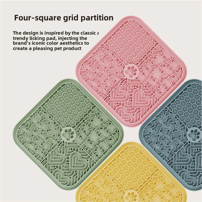 

Pet Silicone Lick Pad Anti-choking Slow Feeding Mat Dog Lick Plate Anxiety Soothing Lick Mat Slow Feeder