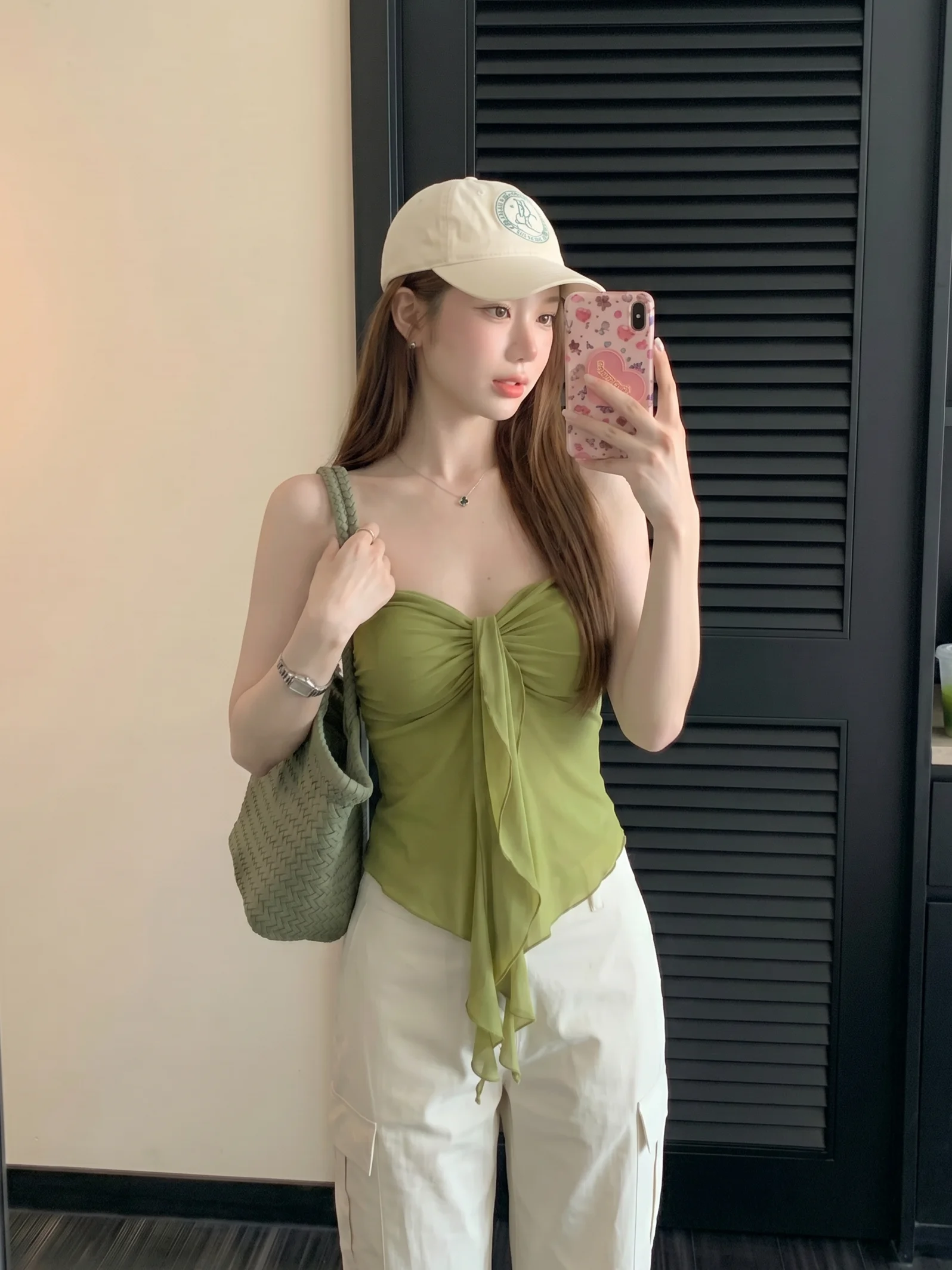 Green Strapless Crop Top Women's Summer Sexy Vacation Style Vest Tie-Dye Slim Fit Bandage Bustier Top Floral Lace Trim