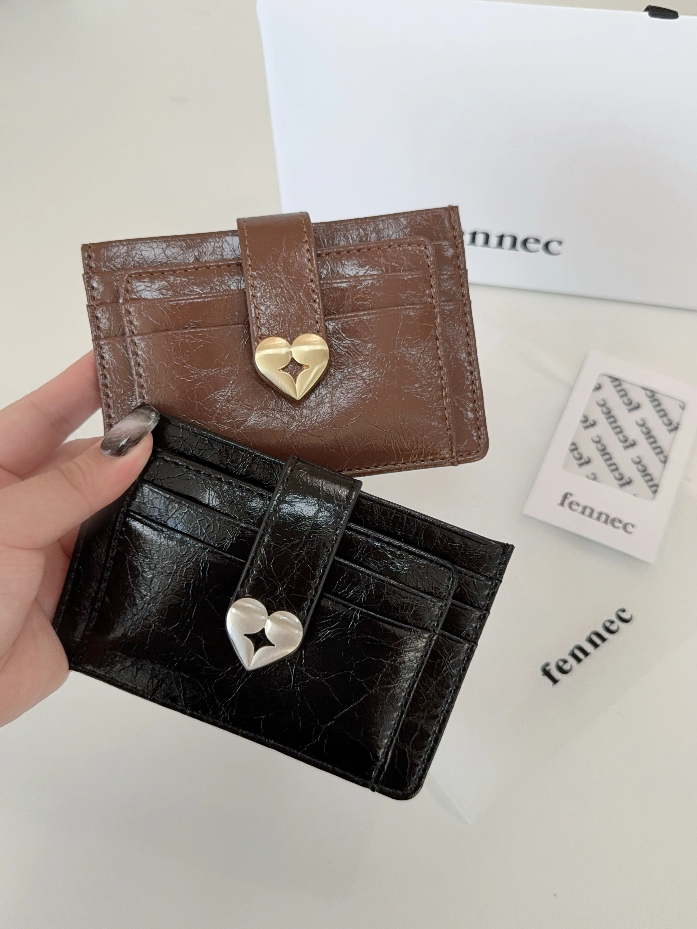REOY Stu”fennec Metal Buckle Leather  Portable Document Card Holder Retro Style Compact Wallet for Students