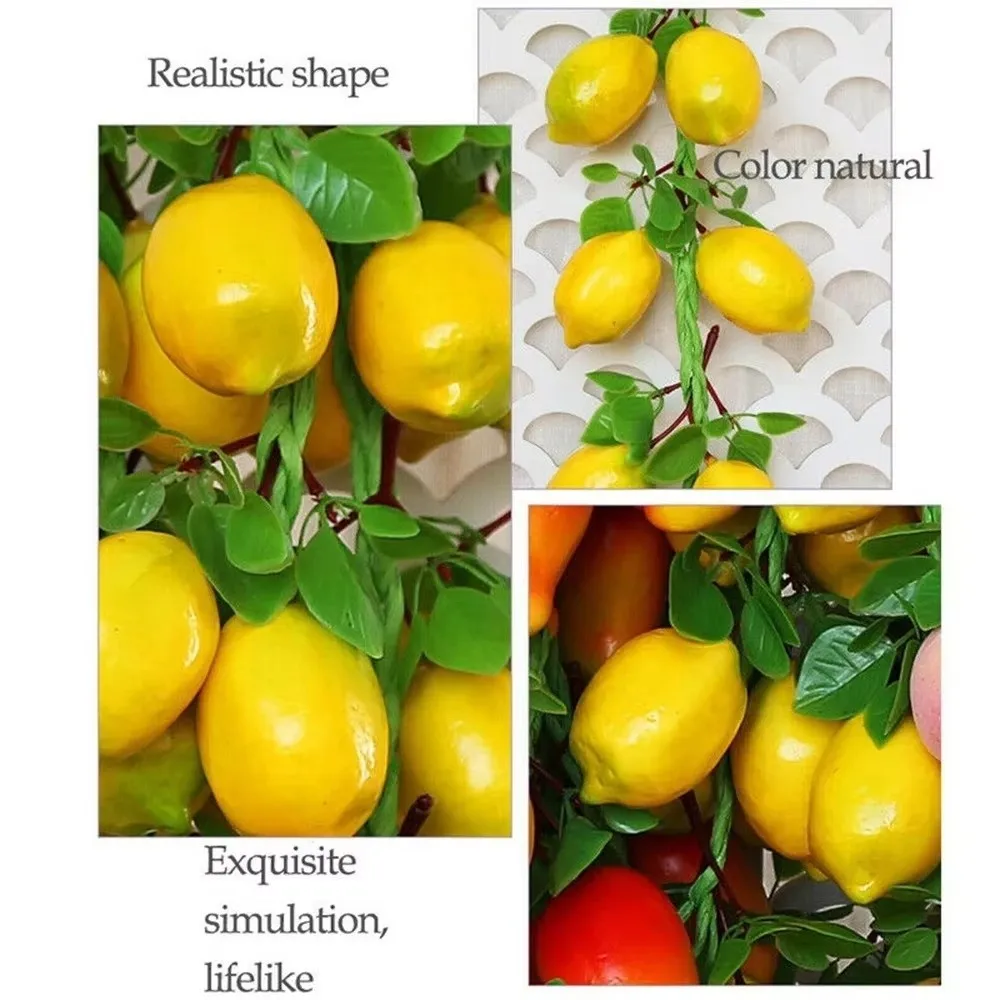1PC Artificial Simulation Fruit Lemon String Foam Fake Fruits Hanging Decoration Lemon Wedding Photography Props DIY Decoration
