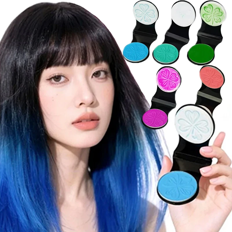 

Одноразовая временная прессованная пудра для краски для волос Безопасная и нежная многоцветная долговечная легко чистящаяся портативная краска для волос «сделай сам»
