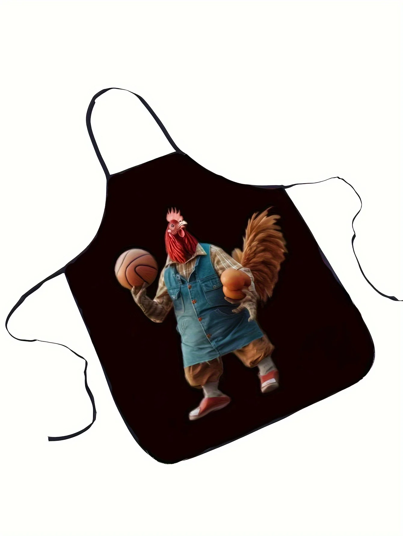 Men's Tie Back Work Apron, Full Length Cooking Apron With Stylish Rooster Pattern Print Fashionable Home Kitchen Utility Apparel