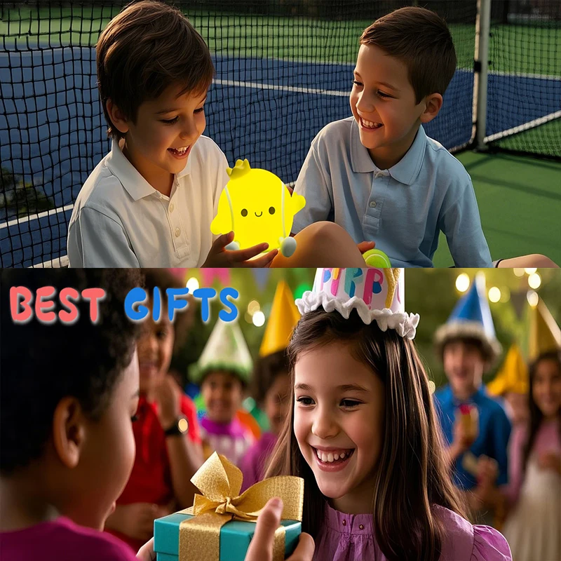Tennis Night Light,LED Squishy Novelty Lamp,2 Levels Dimmable Nursery Bedroom Nightlight for Kids, Rechargeable Touch Lamps