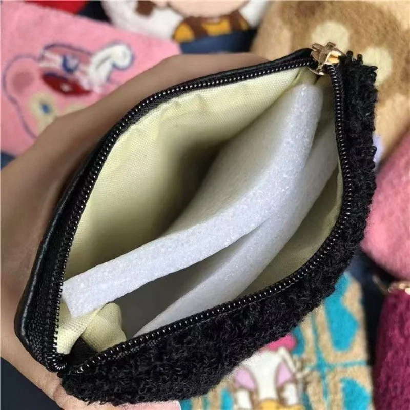 10cm sanrio hello kitty bolsa de armazenamento de moedas de pelúcia dupla camada zíper mochila pendurado chaveiro decoração amigo presente de natal