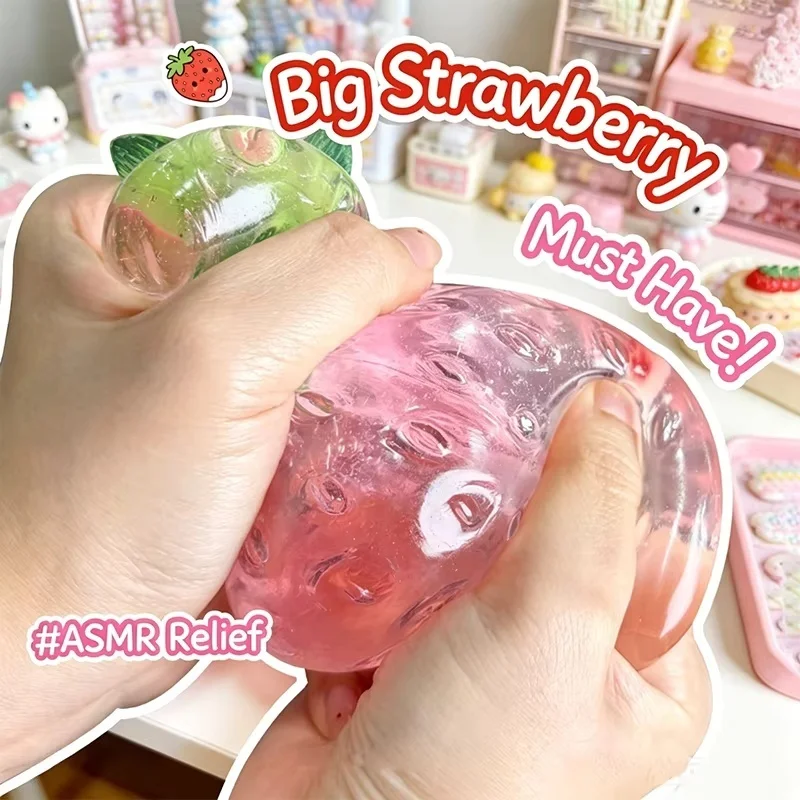 Squishy Vaseline Strawberry Stress Ball Toy Creative Strawberry No Rebound Squeeze Fidget Toy ASMR Sensory Stress Relief Toys image 5