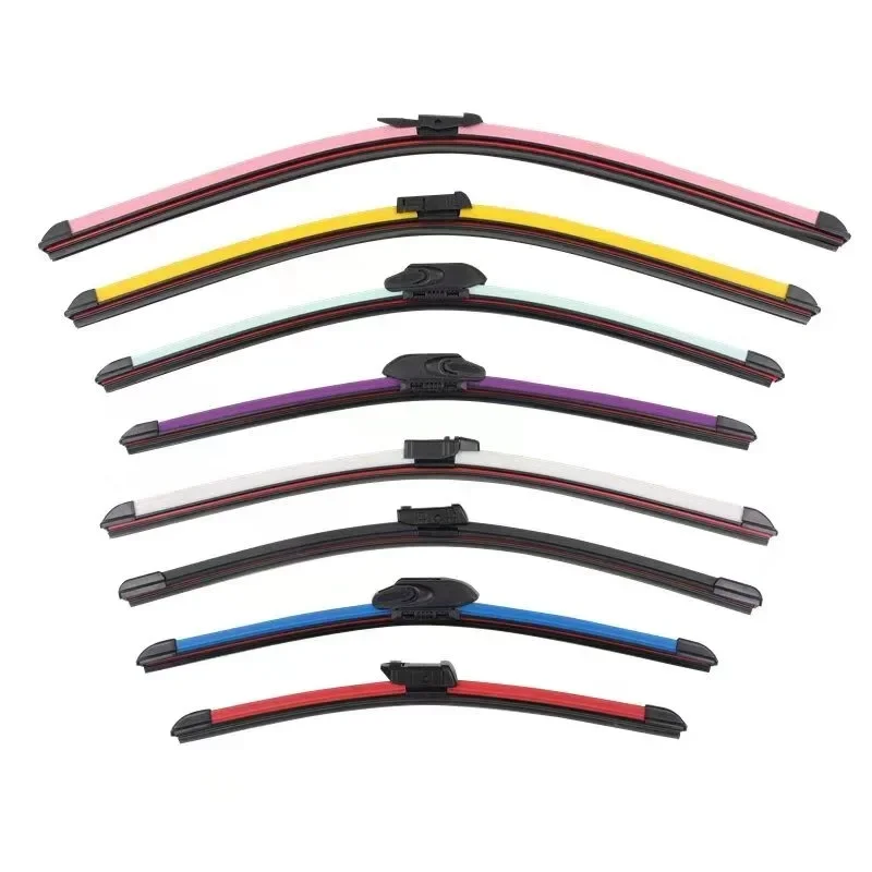 Colorful Push Button 19mm Car Windshield Wiper blades Universal Soft Double layer Rubber Frameless Bracketless 14 20\