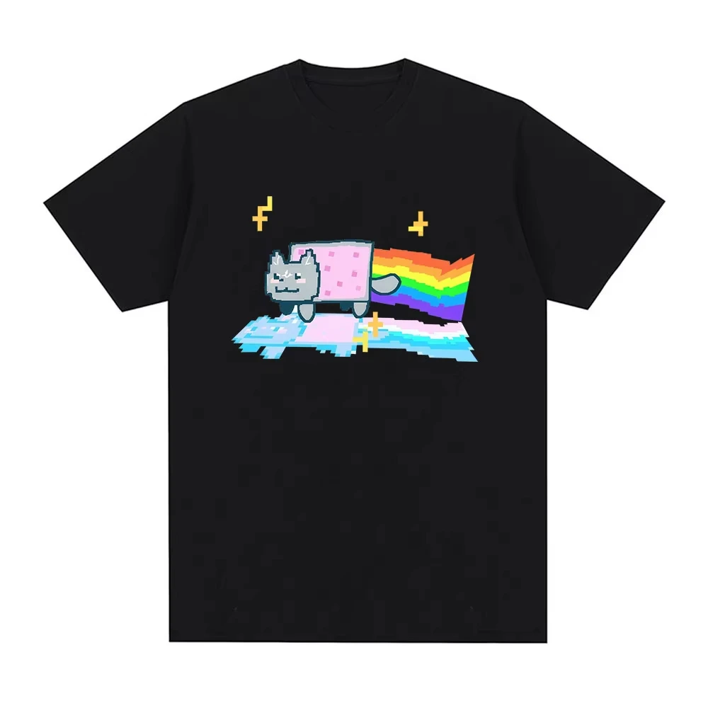 

Nyan Cat Funny Meme T-shirt Men Women Clothing Fashion Harajuku T-shirts Summer Casual Cotton Short Sleeves T Shirts Streetwear
