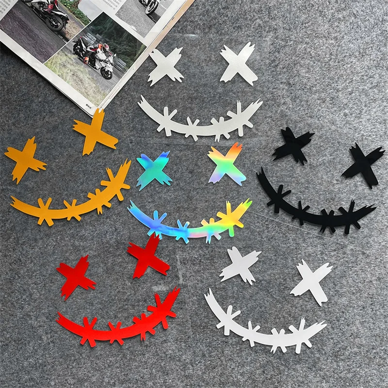 Car Sticker Demon Smiling Face Stickers Motorcycle Helmet Stickers Reflective Waterproof Smile Face Decal Auto Body Decoration