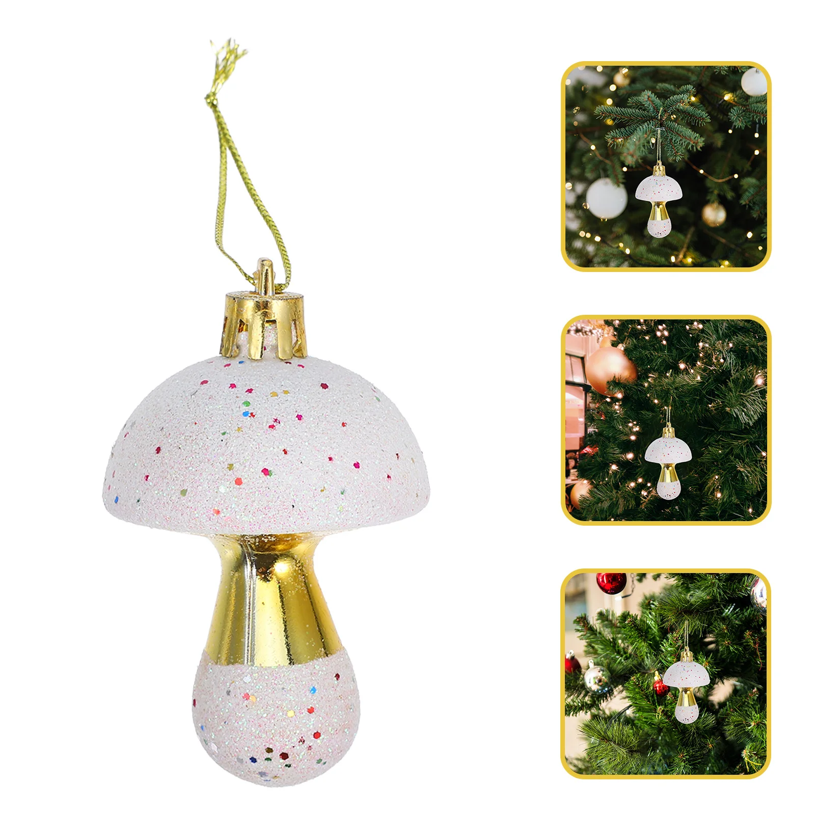 

6Pcs Mushroom Shape Christmas Tree Hanging Ornaments Xmas Pendant Lightweight Xmas Party Decoration Mushroom Hanging Ornaments
