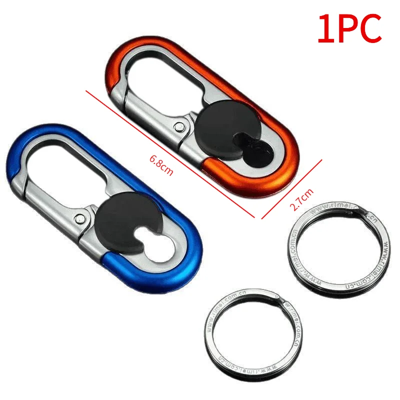 1Pc Metal Double Ring Anti-Lost Key Holder Rotatable Lock Carabiner Keychain Quick Release Key Ring Pendant For Men.
