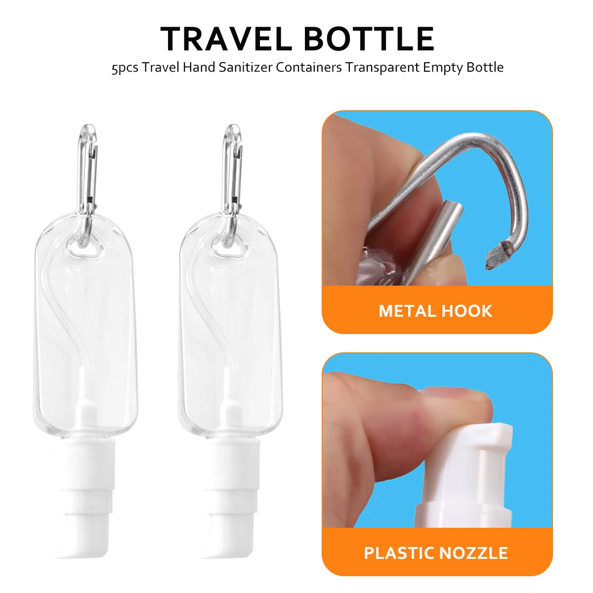 

5 Pcs Durable Eco Friendly H Bottles Travel Size Refillable Empty Containers Plastic Packaging Tools
