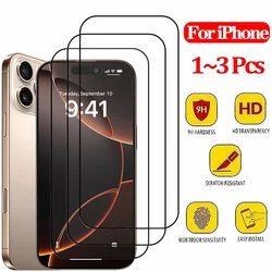 1-3PCS Front Protective Film For iPhone 17 16 15 Pro Max Glass Screen Protector iPhone 16e 15 14 13 12 11 Pro Max Tempered Glass iPhone15 Pro Pelicula Cristal Templado Apple 15Pro HD Anti-Scratch Phone Protection Glass