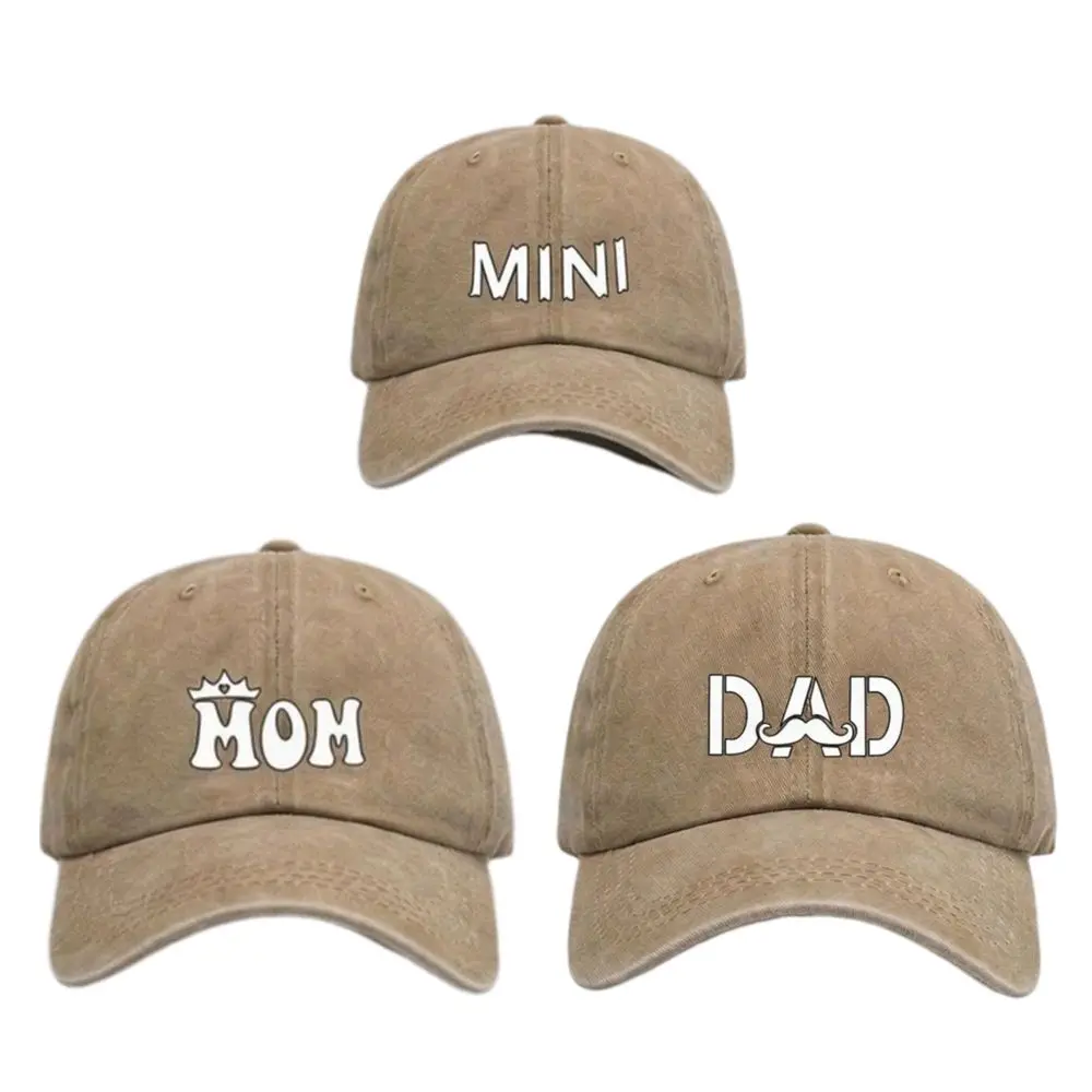 DAD MOM MINI Printed dad mama mini Love Caps Washed Cotton Adjustable Parent-Unisex Baseball Hats Embroidery Baseball Cap