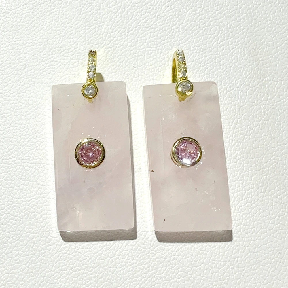 Naturstein Amethyst Tigerauge Labradorit mit Zirkonia eingelegter geometrischer Anhänger DIY Halskette Ohrringe Modeschmuck – Detail 12