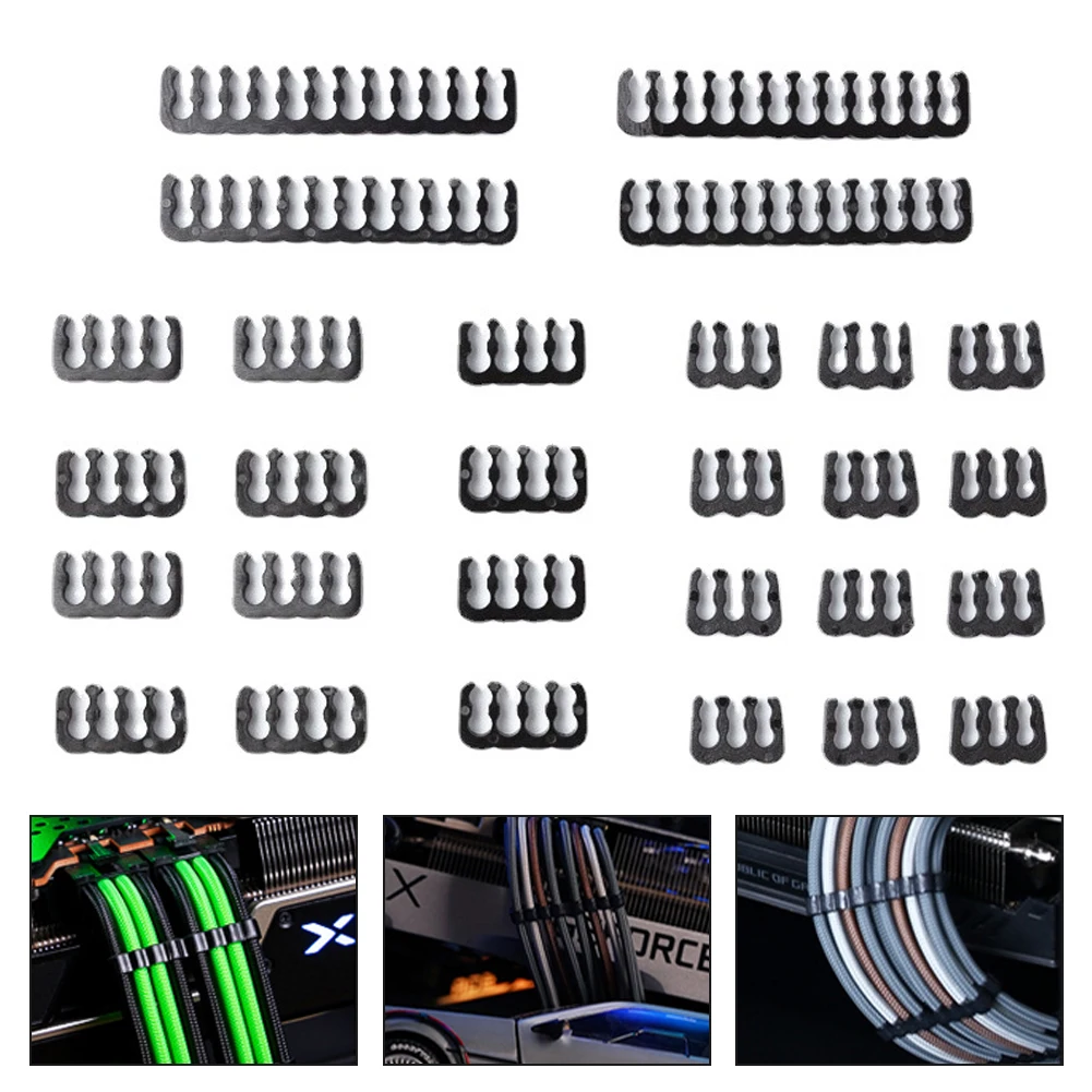 Extensión de gestión de cables para el hogar y la Oficina, organizador de abrazadera de 3mm a 3,6mm, 6 pines, 8 pines, 24 Pines, mantiene el orden para PC, 24 piezas