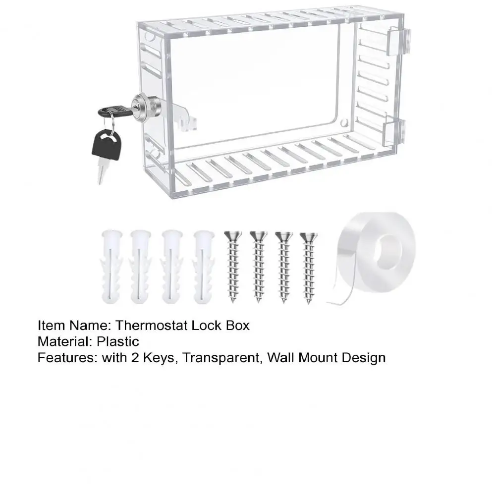 Thermostat Lock Box Clear Thermostat Lock Box with 2 Keys Wall Mount Thermostat Cover Universal Large Ac Guard for Home Office