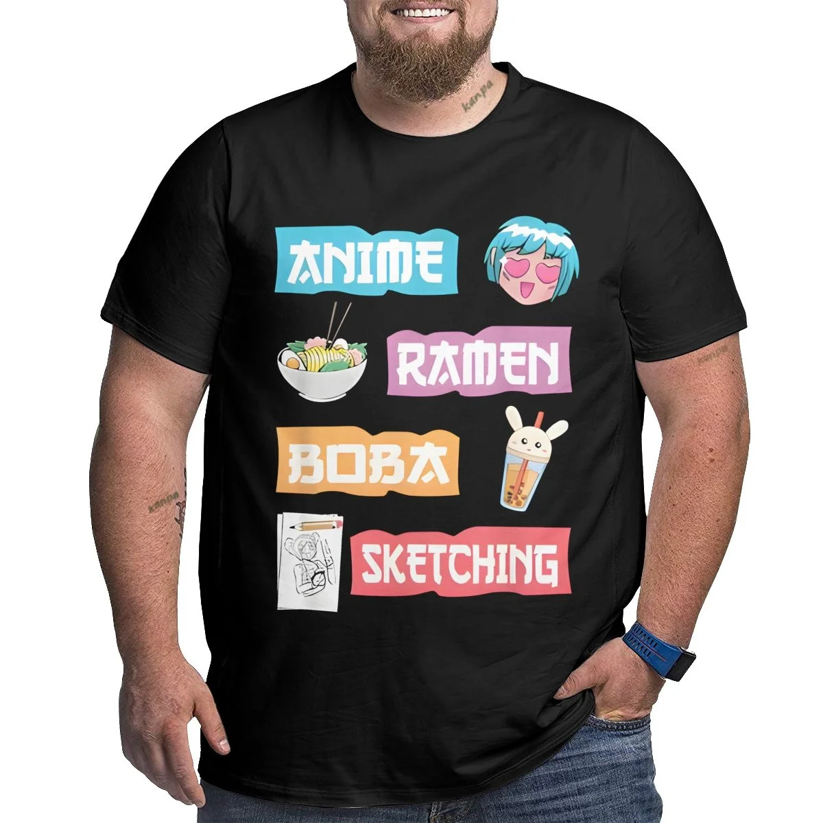 

Funny Anime T Shirts for Big and Tall Men Cotton Short Sleeve Plus Size T-shirts Designed Top Tees Clothing XL-6XL