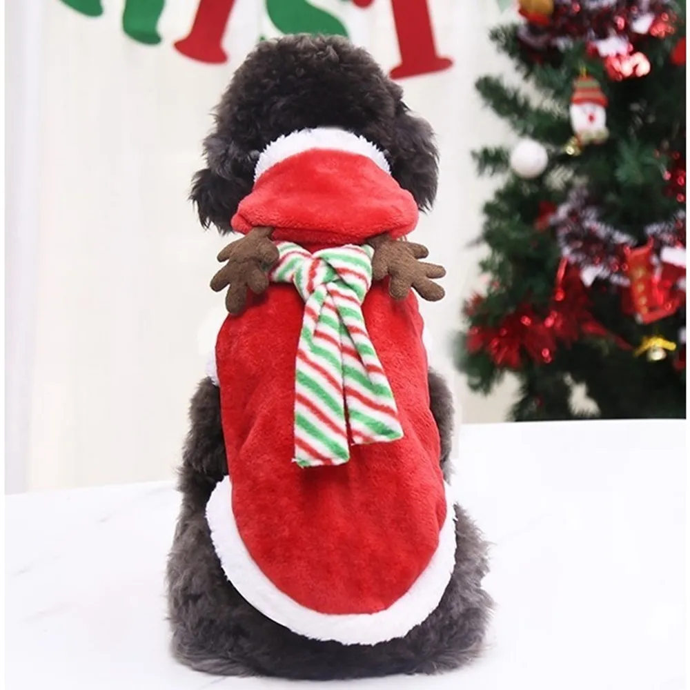 Dog Clothes Christmas Pet Shih Tzu Puppy Outfit Winter Xmas Santa Reindeer Costume Cat Hoodie Coat Party Dress Up