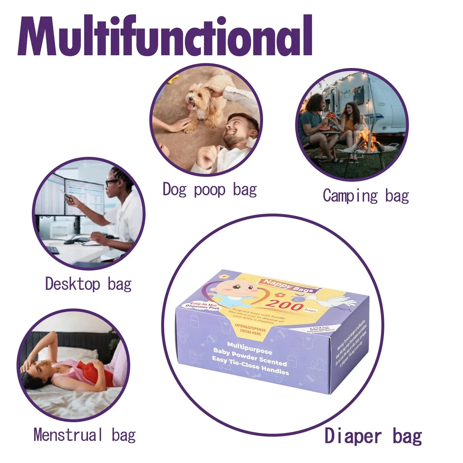 100/200 قطعة كيس النفايات المحمولة أكياس الحفاض القابل للتصرف أكياس النظافة المعطرة للتخلص من الحفاضات أو المنتجات النسائية