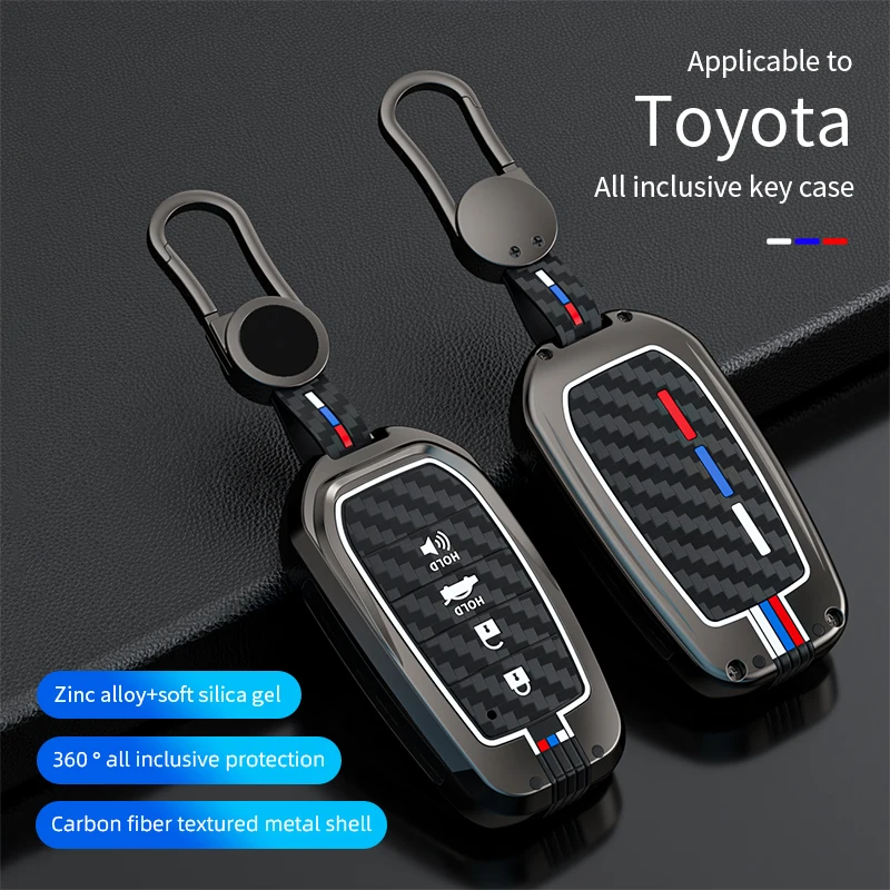 Zinc Alloy Car Key Cover Case For Toyota RAV4 Highland Coralla Hilux Fortuner Land Cruiser Camry Crown Keychain Accessories