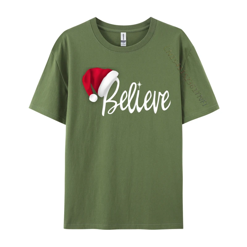 Christmas Believe In Santa Claus Shirt Casual Classic Design Tops Shirt Cotton Fabric T Shirt For Men Cosie Tee-Shirt