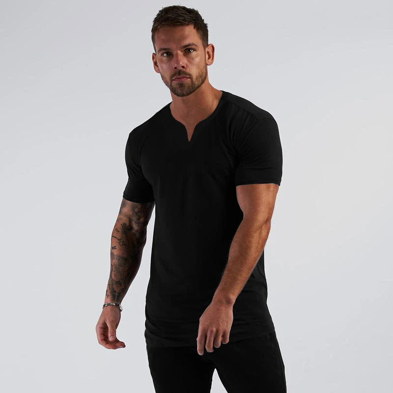 Plain Gym Fitness Bodybuilding Clothing Slim Fit Short Sleeve Shirts Summer Cotton Breathable T-Shirts Mens Sports Casual Tops