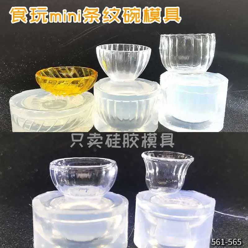 DIY Handcraft Mini Striped bowl Epoxy Resin Mold Food Play Miniature Pinching Mould Epoxy Resin Mold UV Resin Moldse