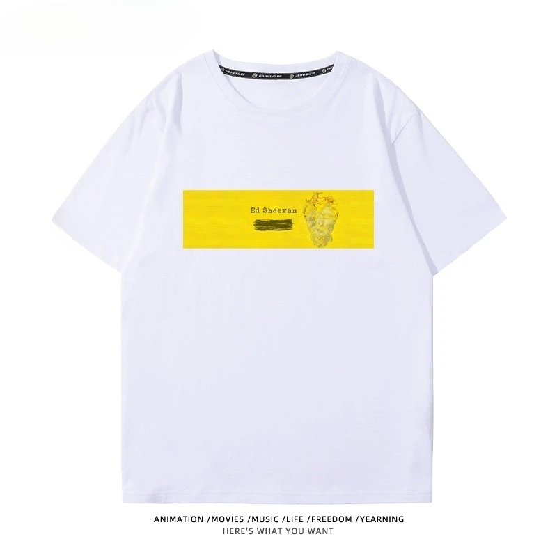 

Мужская и женская футболка Singer Ed Sheeran с короткими рукавами, летний концертный топ с периферийным принтом, хлопковая свободная удобная футболка Tide