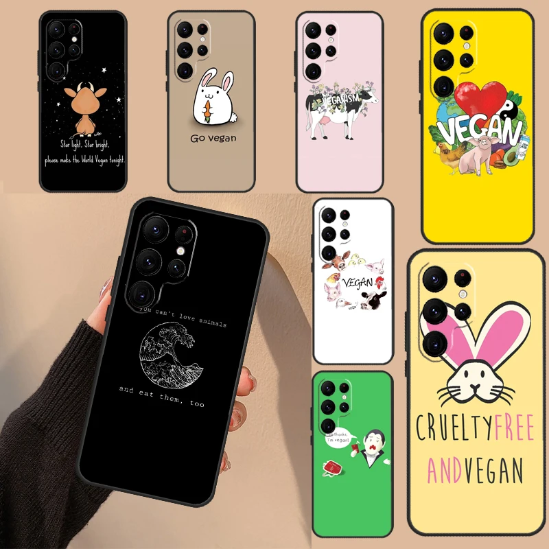 VEGAN QUOTES Rabbit LOVE VEGGIE Case For Samsung Galaxy S22 Ultra S20 FE S21 FE S9 S10 Note 10 Plus Note 20 S23 Ultra Cover